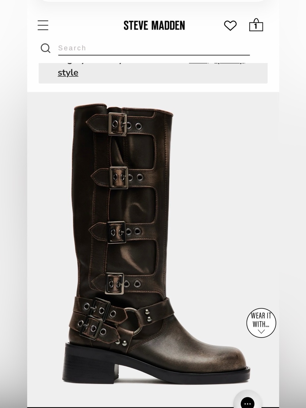 Steve Madden Dark Brown Buckle Moto Riding Boots